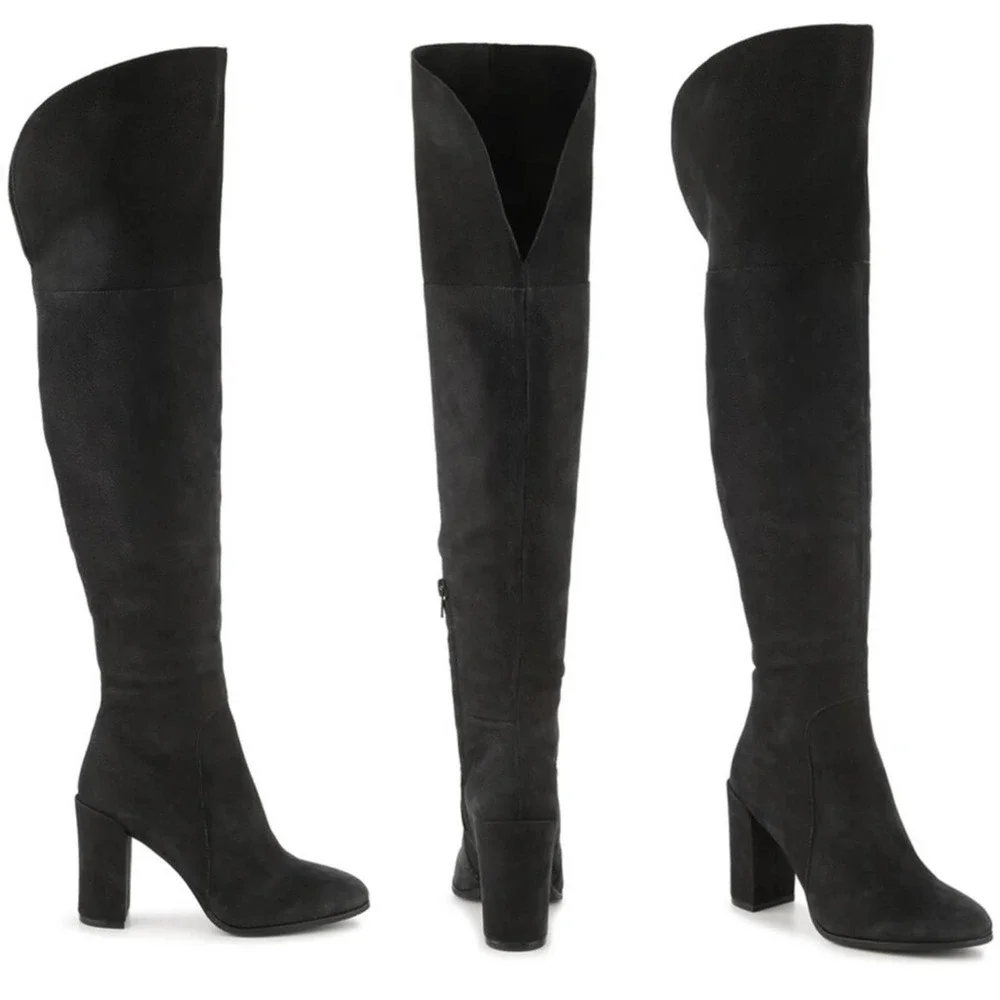 KENNETH COLE Jack Over The Knee Boot Nubuck Leather Side Zip Size 8.5 NEW